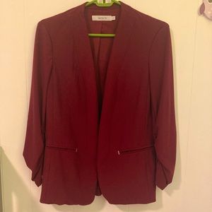 RUCHED SLEEVE EASY STRETCH BLAZER Burgundy